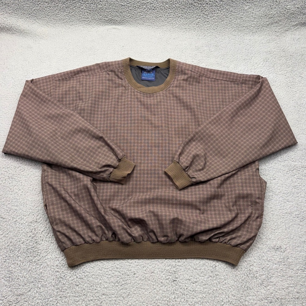 Sunderland of Scotland Mens XL Brown Plaid Classic Pullover Windshirt Golf Top